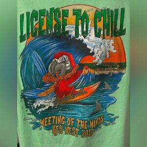 Parrot Green Key West Tee Shirt By Gildan Sz. XL Cotton ( For JIMMY BUFFET FANS)